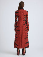 Proenza Schouler Back On Model Image of SORAYA JACKET IN TIGER CRINKLE INTARSIA in Paprika Black