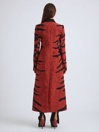 Proenza Schouler Back On Model Image of SORAYA JACKET IN TIGER CRINKLE INTARSIA in Paprika Black