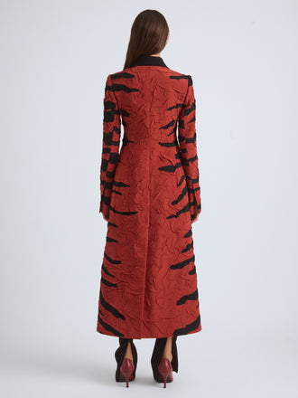 Proenza Schouler Back On Model Image of SORAYA JACKET IN TIGER CRINKLE INTARSIA in Paprika Black