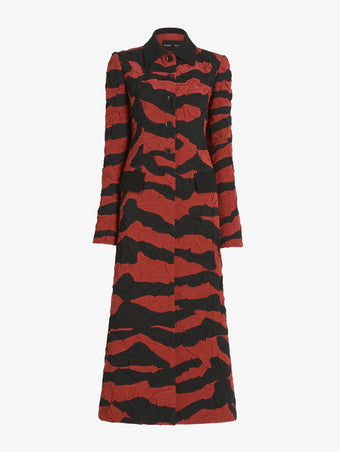 Proenza Schouler Still Life Image of SORAYA JACKET IN TIGER CRINKLE INTARSIA in Paprika Black