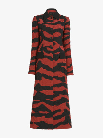 Proenza Schouler Still Life Image of SORAYA JACKET IN TIGER CRINKLE INTARSIA in Paprika Black