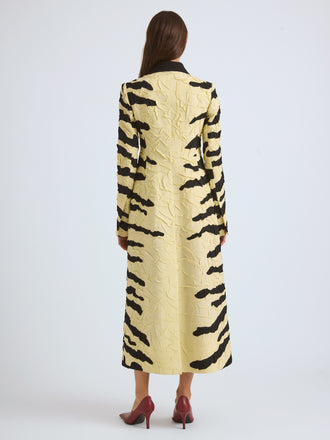 Proenza Schouler BackOn Model Image of SORAYA JACKET IN TIGER CRINKLE INTARSIA in Quartz Black 