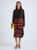 Proenza Schouler Front Image of SORAYA SKIRT IN TIGER CRINKLE INTARSIA in Paprika Black