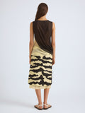 Proenza Schouler Back On Model Image of SORAYA SKIRT IN TIGER CRINKLE INTARSIA in Quartz Black