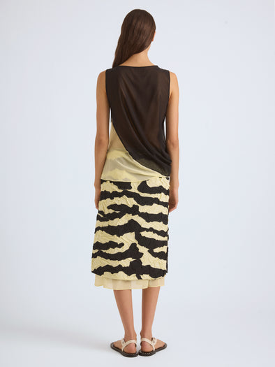 Proenza Schouler Back On Model Image of SORAYA SKIRT IN TIGER CRINKLE INTARSIA in Quartz Black