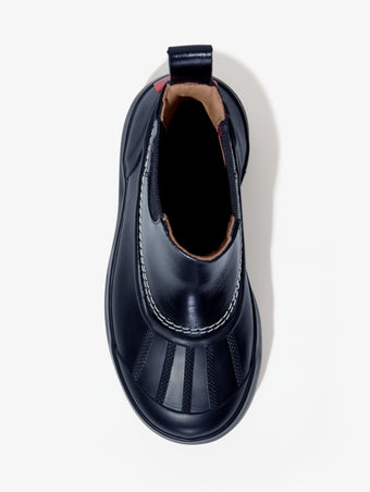 Proenza Schouler aerial 3/4 image of SOREL x Proenza Schouler CARIBOU Chelsea WP in BLACK/CHALK