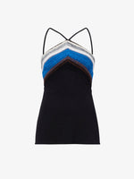 Flat image of Bella Tank in Crochet Stripe Knit in black multi