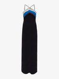 Flat image of Naomi Dress in Crochet Stripe Knit in black multi