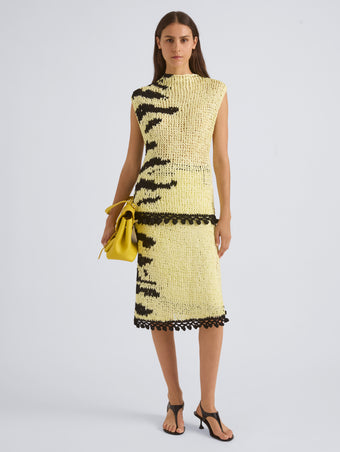 Proenza Schouler Front On Model Image of SURI TOP IN TAPE YARN KNIT in Quartz