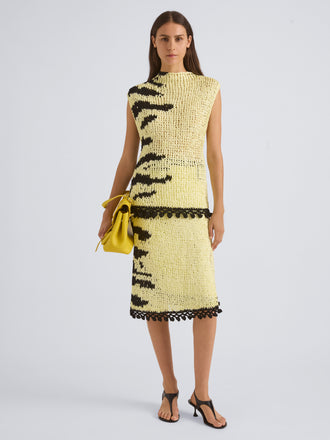 Proenza Schouler Front On Model Image of SURI TOP IN TAPE YARN KNIT in Quartz