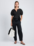 Proenza Schouler Full Length Front Image of model wearing Serene Pant in Cotton Twill in Black