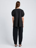 Proenza Schouler Full Length Back Image of model wearing Serene Pant in Cotton Twill in Black