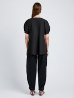 Proenza Schouler Full Length Back Image of model wearing Serene Pant in Cotton Twill in Black