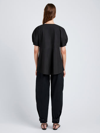 Proenza Schouler Full Length Back Image of model wearing Serene Pant in Cotton Twill in Black
