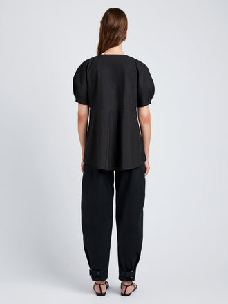 Proenza Schouler Full Length Back Image of model wearing Serene Pant in Cotton Twill in Black