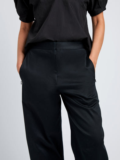 Proenza Schouler detail Image of model wearing Serene Pant in Cotton Twill in Black