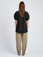 Proenza Schouler Full Length Back image of model wearing Serene Pant in Cotton Twill in Flax