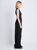 Side image of model wearing Raver Pant In Soft Cotton Twill in black