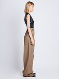 Side image of model wearing Raver Pant In Soft Cotton Twill in coffee