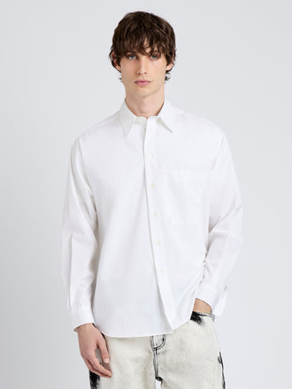 Proenza Schouler Front cropped image of model wearing Simon Shirt in Poplin in White