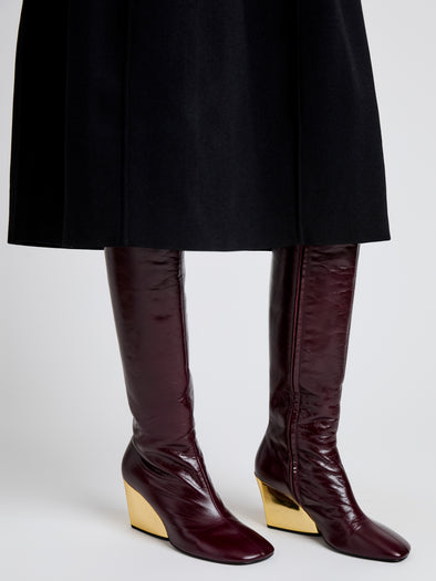 Proenza Schouler Detail image of Slant Boots in Slick Calf in Currant
