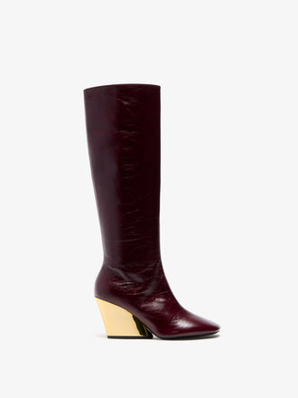 Proenza Schouler Front image of Slant Boots in Slick Calf in Currant