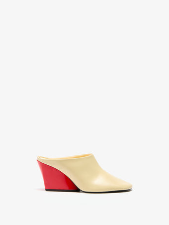 Proenza Schouler Still Life Front Image of Slant Mules in Slick Calf in Pale Resin