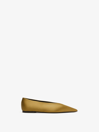 Proenza Schouler Front Still Life Image of Slash Flats in Satin in Pistachio