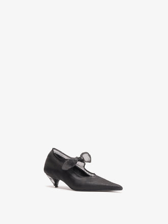 Proenza Schouler Still Life Side Image of Slash Organza Pumps in Black