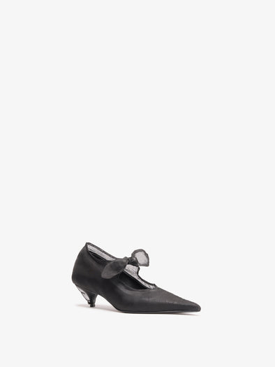 Proenza Schouler Still Life Side Image of Slash Organza Pumps in Black