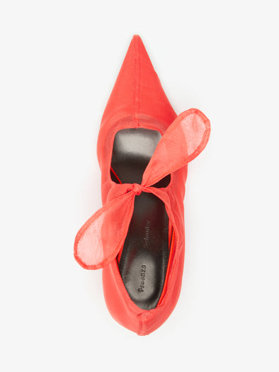 Proenza Schouler Aerial image of Slash Organza Pumps in Coral