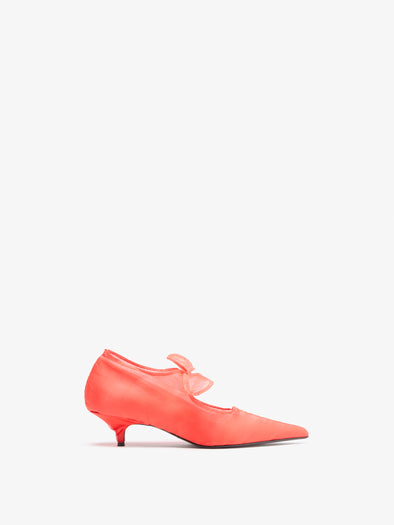 Proenza Schouler Front image of Slash Organza Pumps in Coral