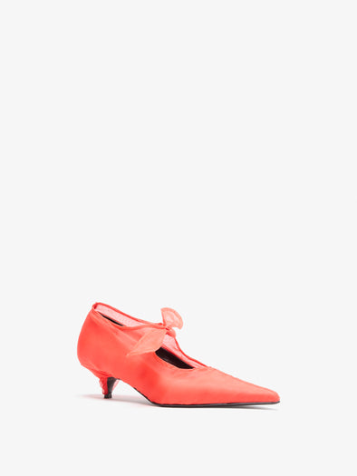 Proenza Schouler 3/4 Front image of Slash Organza Pumps in Coral