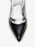 Proenza Schouler Still Life Detail Image of Slash Slingback In Spazzolato and Specchio Combo in Black/Silver