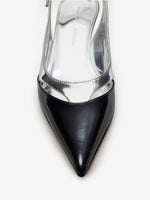 Proenza Schouler Still Life Detail Image of Slash Slingback In Spazzolato and Specchio Combo in Black/Silver