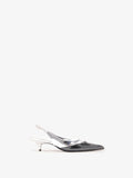 Proenza Schouler Still Life Front Image of Slash Slingback In Spazzolato and Specchio Combo in Black/Silver