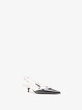 Proenza Schouler Still Life 3/4 Image of Slash Slingback In Spazzolato and Specchio Combo in Black/Silver