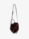 Proenza Schouler Aerial image of Small Ruched Tote in Soft Suede in Chocolate