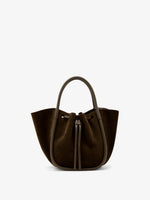 Proenza Schouler Back image of Small Ruched Tote in Soft Suede in Chocolate