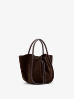 Proenza Schouler Side image of Small Ruched Tote in Soft Suede in Chocolate