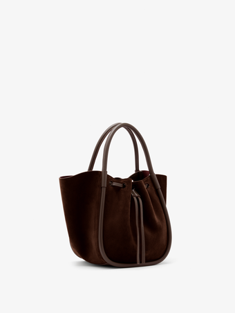Proenza Schouler Side image of Small Ruched Tote in Soft Suede in Chocolate
