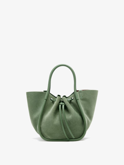 Proenza Schouler Front Image of Small Ruched Tote in Soft Suede in Patina