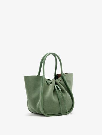 Proenza Schouler Side image of Small Ruched Tote in Soft Suede in Patina