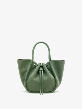 Proenza Schouler Back image of Small Ruched Tote in Soft Suede in Patina