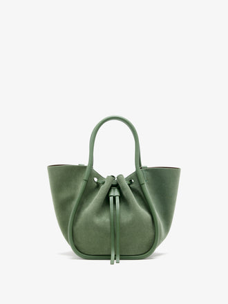 Proenza Schouler Back image of Small Ruched Tote in Soft Suede in Patina