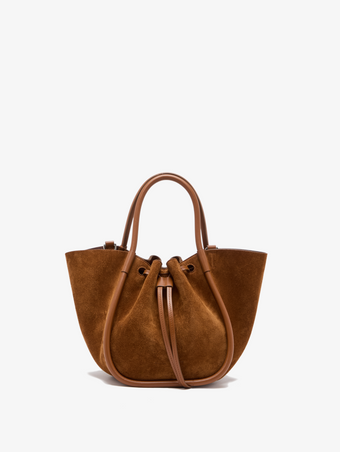 Proenza Schouler Back image of Small Ruched Tote in Soft Suede in Saddle