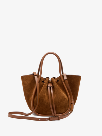 Small Ruched Tote in Soft Suede
