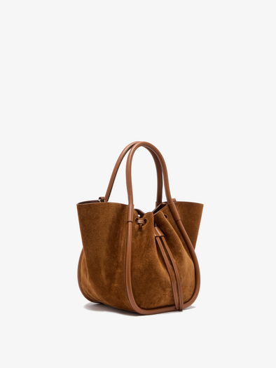 Small Ruched Tote in Soft Suede