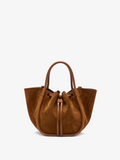 Proenza Schouler Front image of Small Ruched Tote in Soft Suede in Saddle