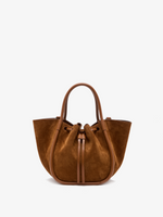 Proenza Schouler Front image of Small Ruched Tote in Soft Suede in Saddle